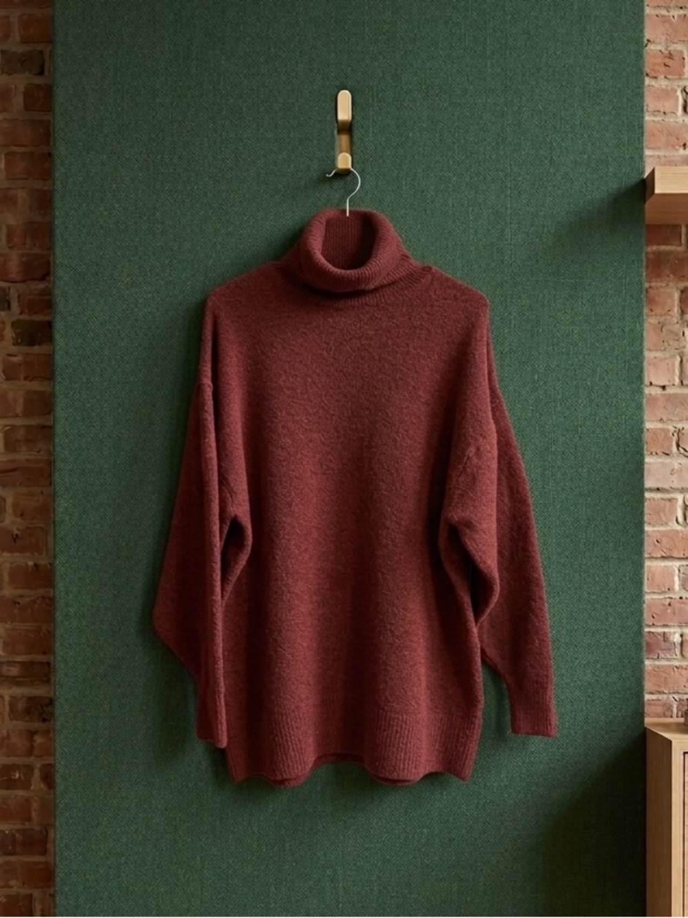 H&M Burgundy Cowl Turtleneck Oversized Knit Sweater Dress